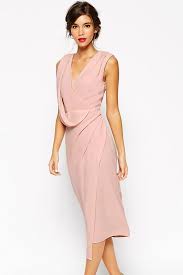 Pink Sleeveless Asymmetrical Draped Midi Dress Draped Midi Dresses Midi Dress Sleeveless Fashion