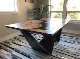 My table before epoxy resin. Maple Burl Resin Dining Table By Black Rose Woodcraft Seen At Private Residence Portland Wescover