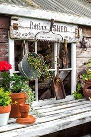 Rustic Shed Reveal With Potting Shed Garden Sign And Potting Bench Rustic Shed Rustic Gardens Potting Tables