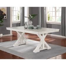 Florina Antique White Wood Trestle Dining Table Overstock 29004577