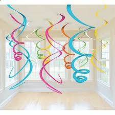 Diy Ceiling Swirls You Could Buy Party Store Decorations But These Will Take Just A Few Minutes Cheap Party Decorations Spring Party Decorations Neon Party