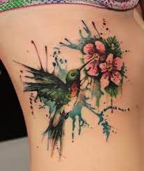 Paint Splash Hummingbird Tattoo Hummingbird Tattoos Flower Side Tattoo Hummingbird Tattoo Tattoos