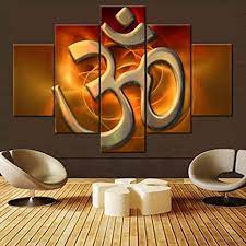 Introduce this style of home decor to your home and add sophistication and elegance. Amazon Com Multi Panel Wall Art Sanskrit Aum Paintings On Canvas Hinduism Symbol Pictures For Living Room Premium Quality Indian Artwork Modern House Decor Framed Ready To Hang Posters And Prints 60 Wx40 H Posters