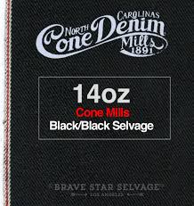 the slim taper 14oz double black cone mills selvage denim