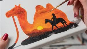An oil painting of a camel painted by the villager of the bazaar. Multiple Exposure Of The Camel And The Desert Acrylic Painting Homemade Illustration 4k Youtube