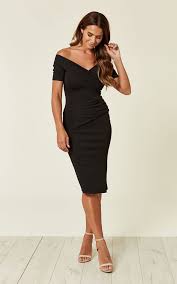 Bardot Off Shoulder Dress Black Feverfish Silkfred Black Dresses Classy Black Dress Grunge Dress