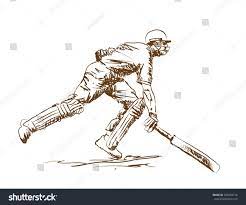 Cricket Batsman Finishing Line In Vector Sketch In 2021 Vector Sketch Sketches Vector