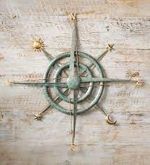 Indoor Outdoor Verdigris Metal Compass Wall Art Compass Wall Art Compass Wall Decor Outdoor Metal Wall Art