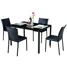 Tangkula Dining Table Set 5 Piece Home Kitchen Glass Top Table With 4 Chairs Breaksfast Furniture Dining Table Setting Glass Top Table Dinning Table