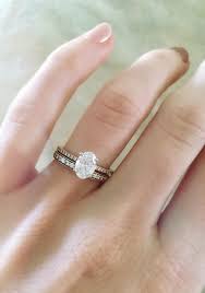 Dainty Rose Gold Oval Stacked Wedding Band Engagement Ring Rose Gold Oval Engagement Ring Wedding Rings Oval Engagement Rings