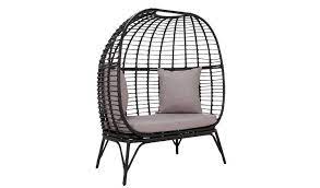 Modern lines and natural rattan make this storage bench the perfect accent for a coastal, minimalist interior. Buy Habitat Rattan Effect 2 Seater Egg Bench Black Garden Benches Habitat