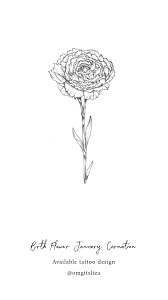 Birth Month Flower Grow Kit Birth Flower January Carnation Tattoo Design Illustration By Liza Sie Carnation Tattoo Birth Flower Tattoos Birth Flowers