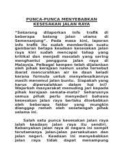 Perselisihan dalaman, iaitu gangguan yang berpunca daripada aliran lalu lintas seperti memotong dalam muatan lalu lintas atau kesesakan lalu lintas. Kesan Kesesakan Lalu Lintas Karangan