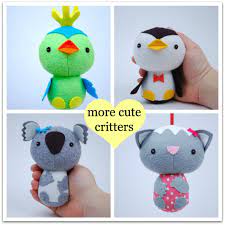 More Cute Critters Pdf Sewing Pattern For Easy To Sew Felt Etsy Sewing Stuffed Animals Felt Toys Cute Baby Gifts