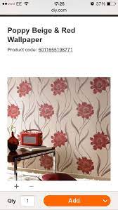 Wallpaper For Feature Wall B Q Poppy Wallpaper Floral Wallpaper Red Wallpaper