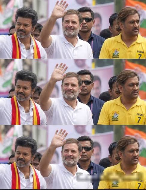 Vijay in CM avatar with Rahul Gandhi & MS Dhoni 😱🔥 Powerful fan-made moment goes viral 💥 #ThalapathyVijay #RahulGandhi #MSDhoni #Trending #Viral #FanMade