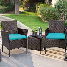 Walmart folding table and chairs set com imagens achados de. Walnew 3 Pcs Outdoor Patio Furniture Pe Rattan Wicker Table And Chairs Set Bar Set With Cushioned Tempered Glass Brown Blue Walmart Com Walmart Com