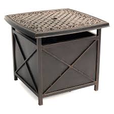 Hanover Outdoor Traditions Cast Top Side Table Umbrella Stand Walmart Com In 2020 Patio Umbrella Stand Table Umbrella Umbrella Stand