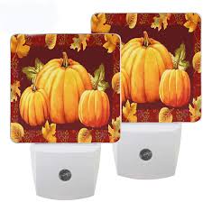 This is a very nice thanksgiving night light with an image by talented artist teresa kogut. Happy Thanksgiving Day Pumpkin Night Light Plug In Set Of 2 For Kids Adults Boys Girls Babies Autumn Leaf Night Lights Led Auto Motion Senor For Reading Bathroom Bedroom Nursery Decorative