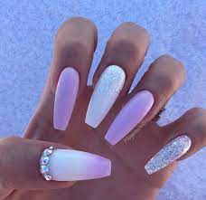 This special fingernail shape often reminds people of a coffin. Soo Cute Lilac Nails Purple Acrylic Nails Lavender Nails