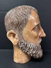 LARGE SOLID CARVED WOOD BLESSED SAINT PHILIP HEAD