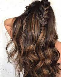 Half Braided Brown Trestles With Golden Undertones Hair Styles Hot Hair Styles Brown Hair With Highlights
