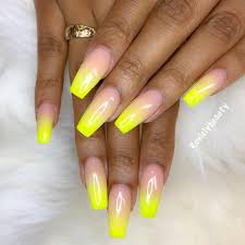 Wait, these ombré nails are so freaking cool. Yellow Ombre Acrylic Nails Coffin Novocom Top