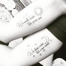 Whether you are best friends looking for a tattoo or husband and wife, the sun and moon tattoo speaks of completion. Long Distance Friendship Sun Moon Matching Bestfriend Quoted Tattoos Matchingtattoos Bff Tattoos Tattoo Freundschaft Partner Tattoo