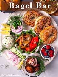 Bagel Breakfast Sandwich Bar With Smoked Salmon On The Go Bites Recipe Bagel Breakfast Sandwich Breakfast Bagel Bagel Bar