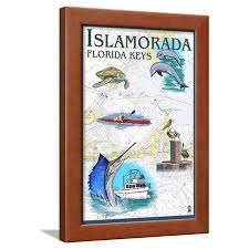 Islamorada Florida Keys Nautical Chart Framed Print Wall Art By Lantern Press