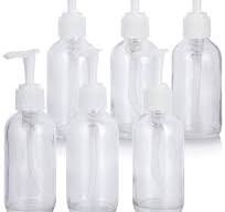 4 oz / 120 ml Clear Glass Boston Round Bottle with White Lotion Pump (6  Pack) BPA Free Refillable Empty Storage Containers