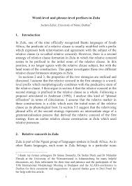 Pdf Word Level And Phrase Level Prefixes In Zulu