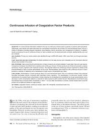 Pdf Continuous Infusion Of Coagulation Factor Products