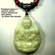 Chinese White Jade Buddha Necklace Pearls Crystal Quartz Etsy Buddha Necklace Buddha Pendant White Jade