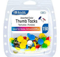 BAZIC Push Pins Color Flat Head Steel Thumb Tacks (150/pack), 1-Pack