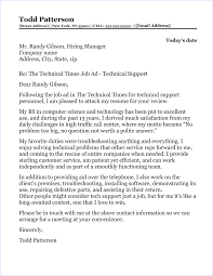 Technical Support Cover Letter Sample