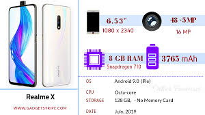 Phone is loaded with 4 gb ram, 128 gb internal storage and 5000 battery. Realme X Full Phone Specifications Features Price Gadgetstripe