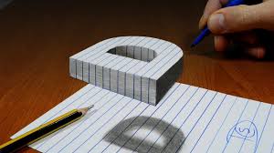 3d Trick Art On Line Paper Floating Letter D Youtube Art Tips Optical Illusions Art 3d Art Drawing