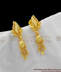 Gold earring ismanufactured by using good quality material that we procured from the authenticated latest gold drop earrings designs with weight. Traditional Design Gold Plated Dangler Earrings For Girls Er1098