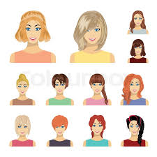 To create this hairstyle, brushing with a small round brush is key, guerrero explains. Types Of Female Hairstyles Cartoon Stock Vector Colourbox