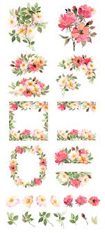 Flower Clipart Bohemian Roses Hand Painted Clipart Boho Etsy Flower Wreath Illustration Flower Illustration Flower Clipart