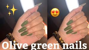 6 olive green nail polishes to buy now. Acrylic Nail Tutorial Fall Olive Green Nails Youtube