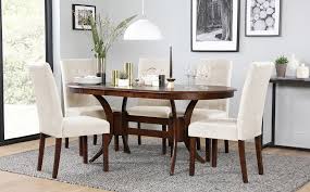 Townhouse Oval Dark Wood Extending Dining Table With 6 Regent Oatmeal Chairs Brown Dining Table Wood Dining Room Dark Wood Dining Table
