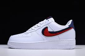 Nike Air Force 1 Low 07 Lv8 Chenille Swoosh White University Red Blue Void 823511 106 Nike Air Force Ones All Nike Shoes Nike Air
