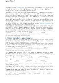 Poesie Di Monatale E Vari Analisi Di Testo Docsity