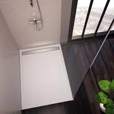 A shower tray with a shower riser kit sits on legs positioned to the correct height to suit your shower enclosure. Rectangular Shower Base Slope Aquaestil Plus Floor Level Cast Acrylic