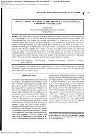 Pdf Socio Economic Outcomes Of Teen Pregnancy And Parenthood A Review Of The Literature