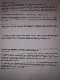 Solved 5 Carbonic Acid Bicarbonate Buffer One Of The Most Chegg Com