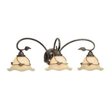 New 3 Light Vine Leaf Bathroom Vanity Lighting Fixture Oil Bronze Beige Glass Ebay Vaxcel Rustic Vanity Lights Oil Shale