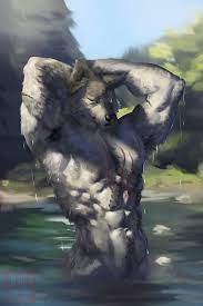 Wolf Hunter taking a bath by BlancWS -- Fur Affinity [dot] net